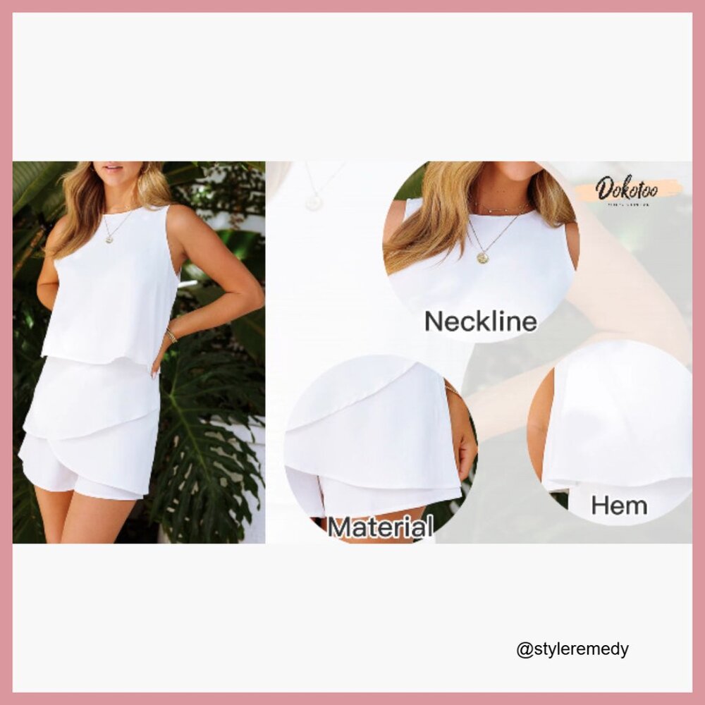 Polyester Sleeveless Romper with Ruffle Design - Picture 7 of 7